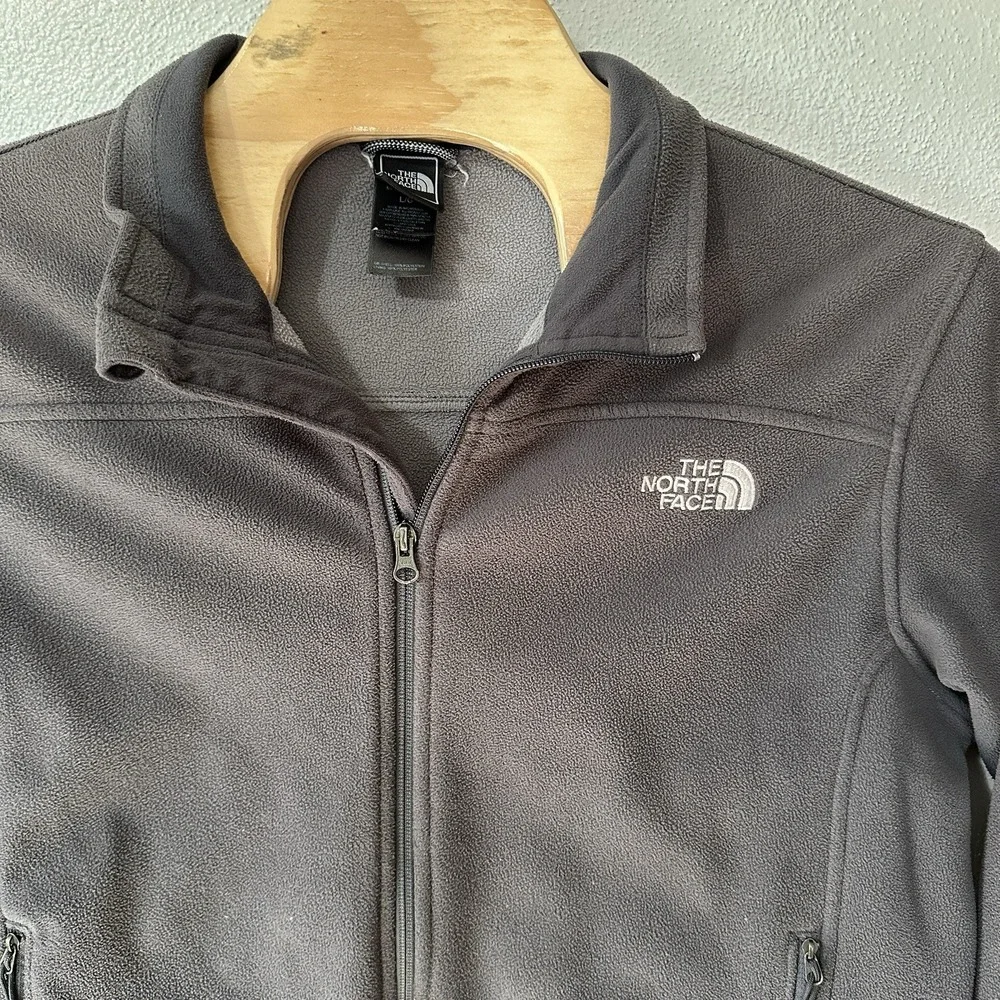 North Face Jacket Men's Size Large‎ Gray Full Zip Fleece Zippered Pockets